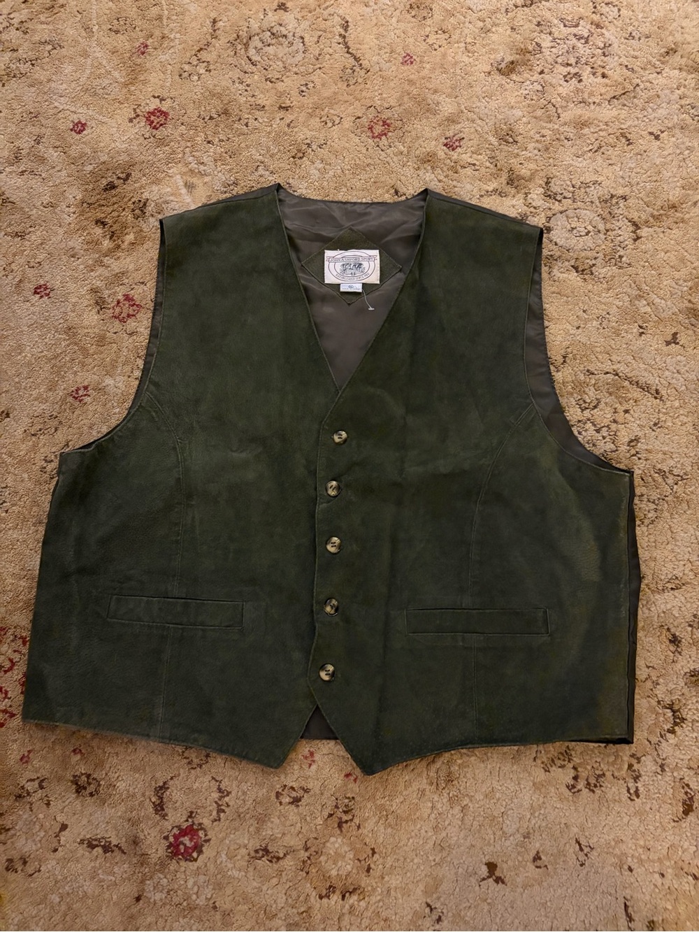 Vintage John Ashford Sport Classic forest Green Suede Men's Vest like new XL